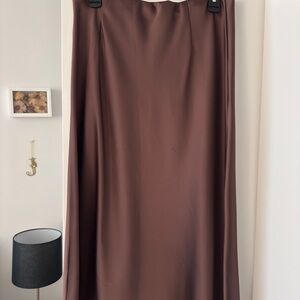 Chocolate Brown Satin Bias Cut Mini Skirt